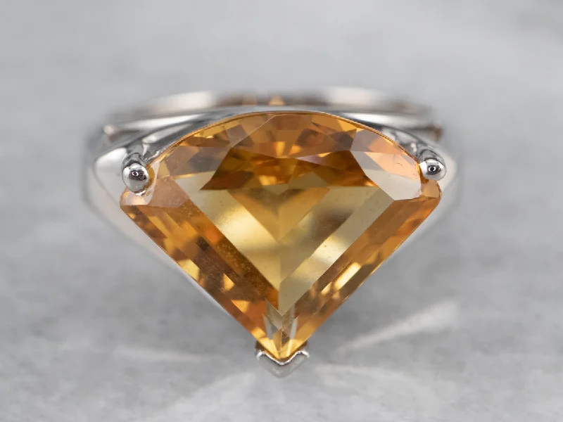 Firm band rings-Fancy Cut Citrine Gold Statement Ring