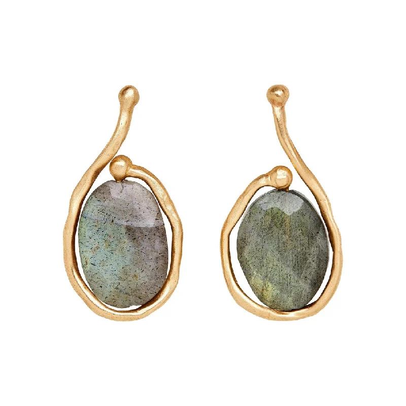 Pale clay earrings-Saturn Bronze Labradorite Earrings