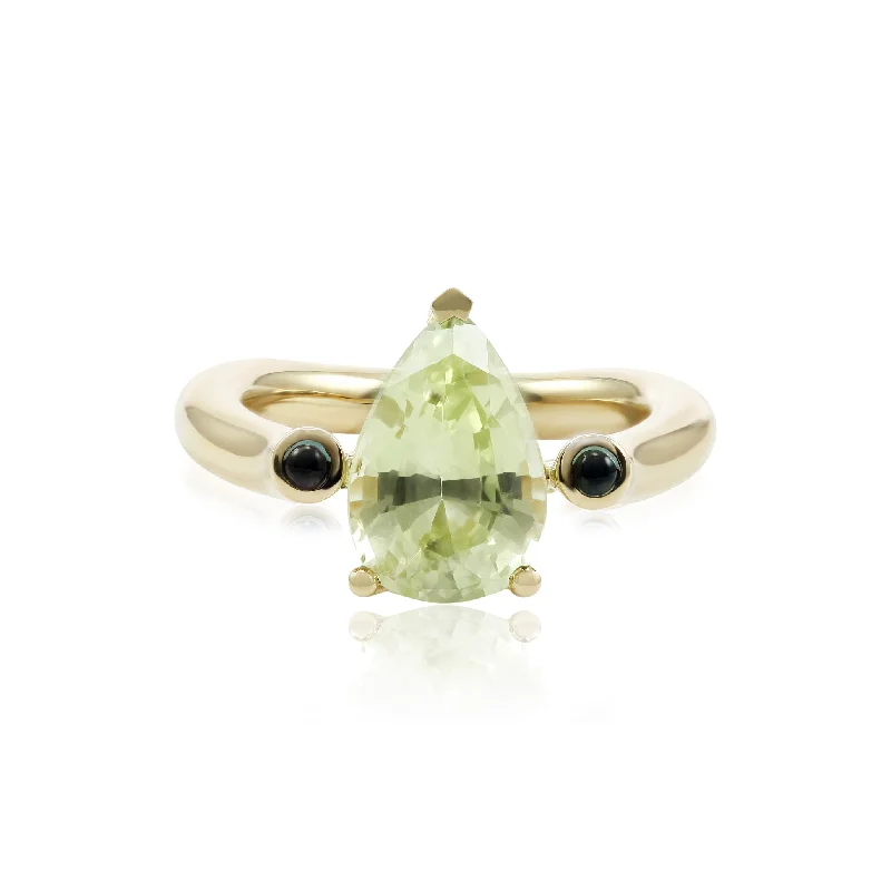 Orbit theme rings-Henne Exclusive 18K Yellow Gold Chrysoberyl and Alexandrite Ring