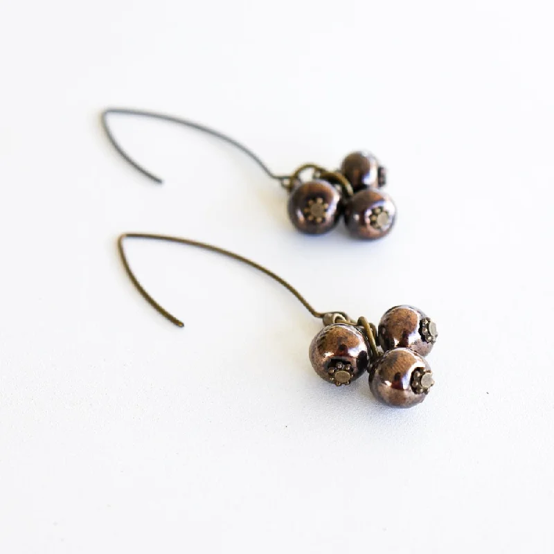 Rosebud motif earrings-SwaziMUD™ Cluster Dangle Earrings