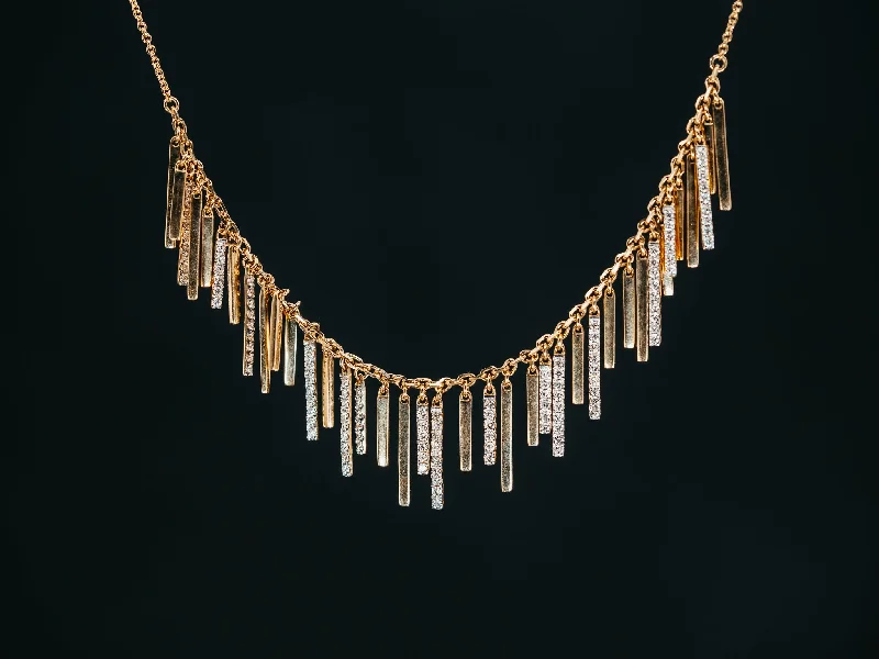 Fine diamond necklaces-14k Yellow Gold and Diamond Necklace