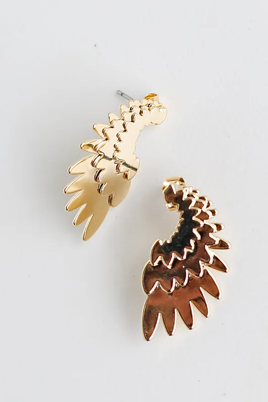 Basic stud earrings-FINAL SALE - Jamie Gold Wing Earrings