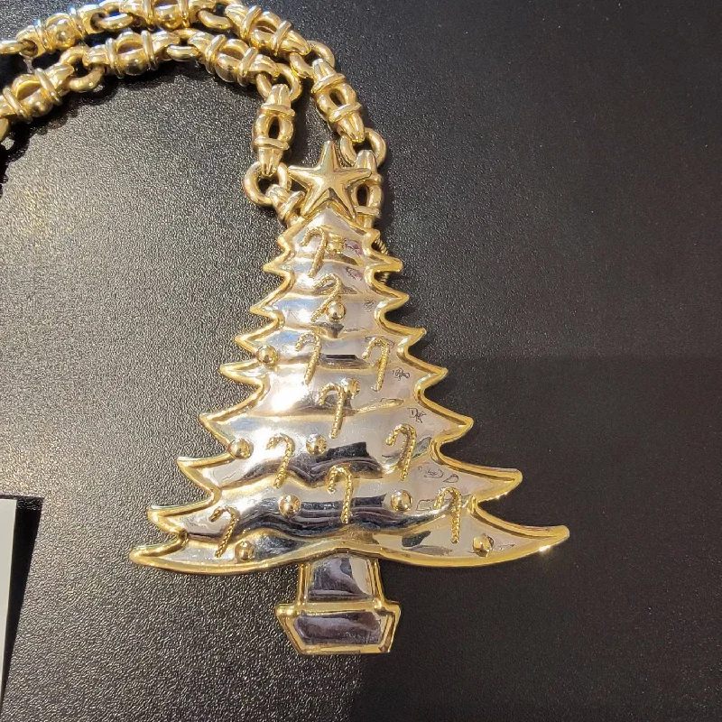 Sleek shine necklaces-Custom Christmas Tree Necklace In Silver/gold