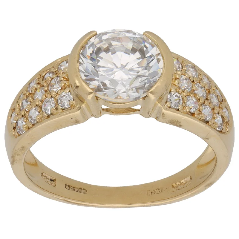 Open frame rings-14ct Gold Cubic Zirconia Dress/Cocktail Ring Size O