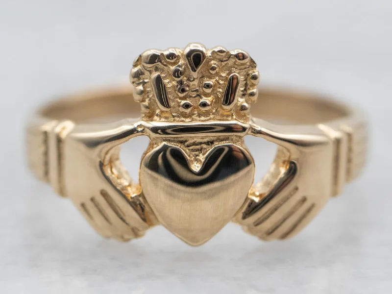 Oak grain rings-Vintage Gold Claddagh Ring