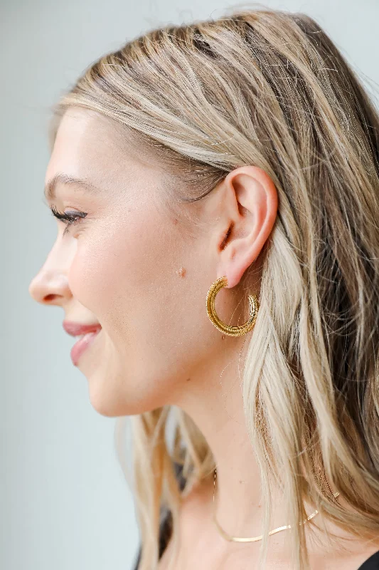 Soft stud earrings-FINAL SALE - Maddy Gold Snake Chain Hoop Earrings