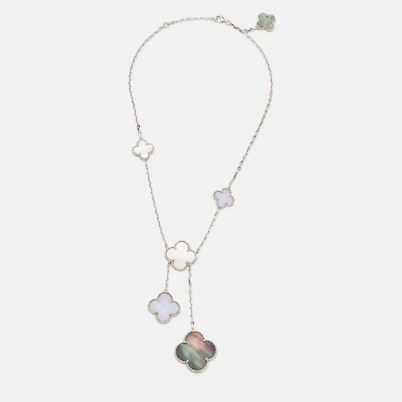 Light beaded necklaces-Van Cleef & Arpels Magic Alhambra Mother Of Pearl Chalcedony 18K White Gold Necklace