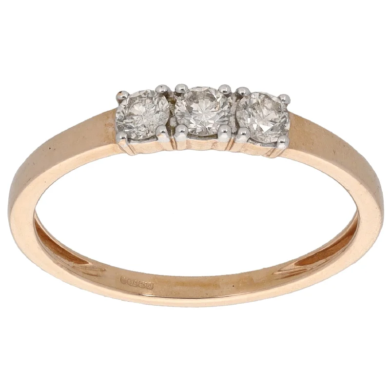 Firm band rings-9ct Gold 0.30ct Diamond Trilogy Ring Size N