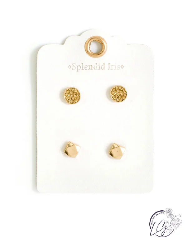 Gem-twisted earrings-Pave Circle & Geometric Stud