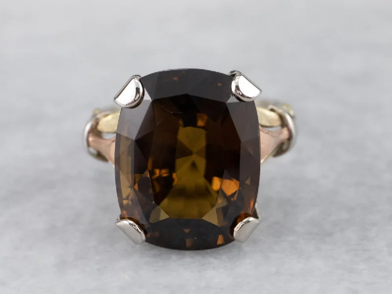 Clear diamond rings-Gorgeous Brown Zircon Retro Era Ring