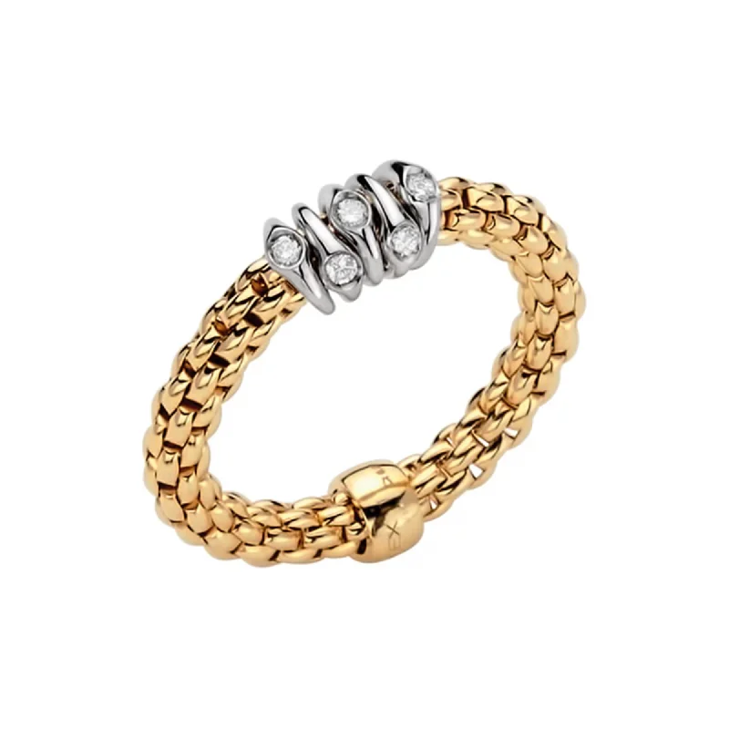 Open frame rings-FOPE 18K YELLOW GOLD PRIMA COLLECTION FLEX'IT RING WITH DIAMONDS - SZ 6/7