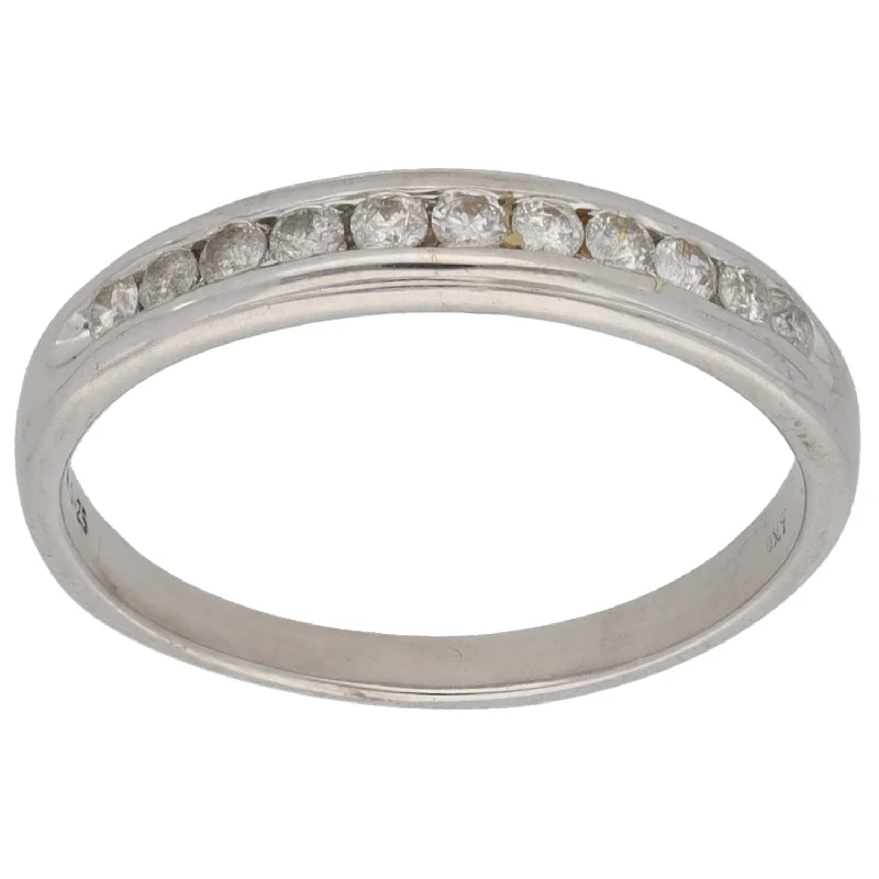 Bold stone rings-9ct White Gold 0.25ct Diamond Half Eternity Ring Size P