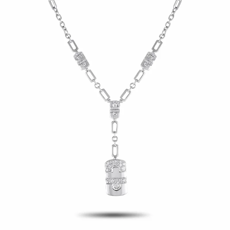 Subtle filigree necklaces-Bvlgari Parentesi 18K White Gold Diamond Necklace BV02-121924