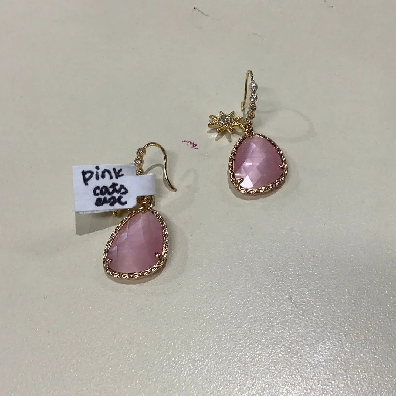 Whimsical pair earrings-Pink Cats Eye Earrings