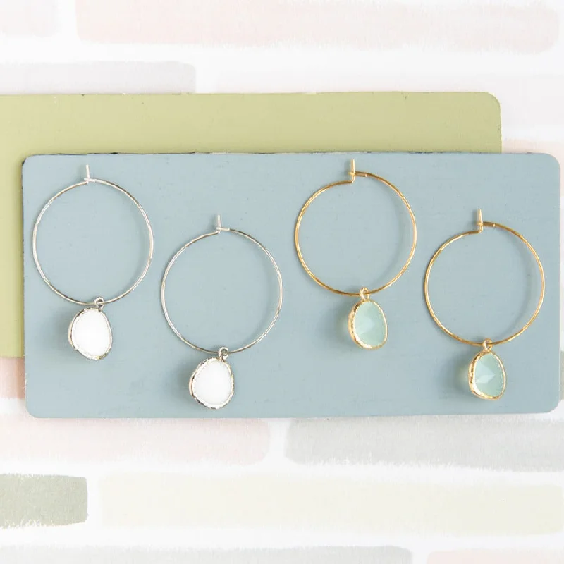 Solid hoop earrings-Gemstone Small Hoop Earring