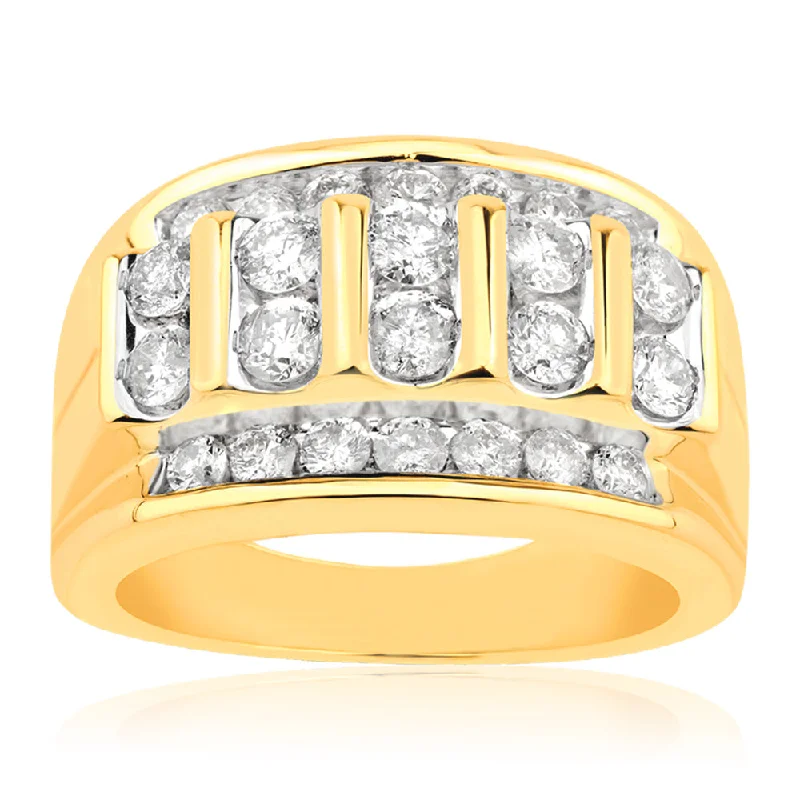 Fine star rings-9ct Yellow Gold 2 Carat Diamond Gents Ring