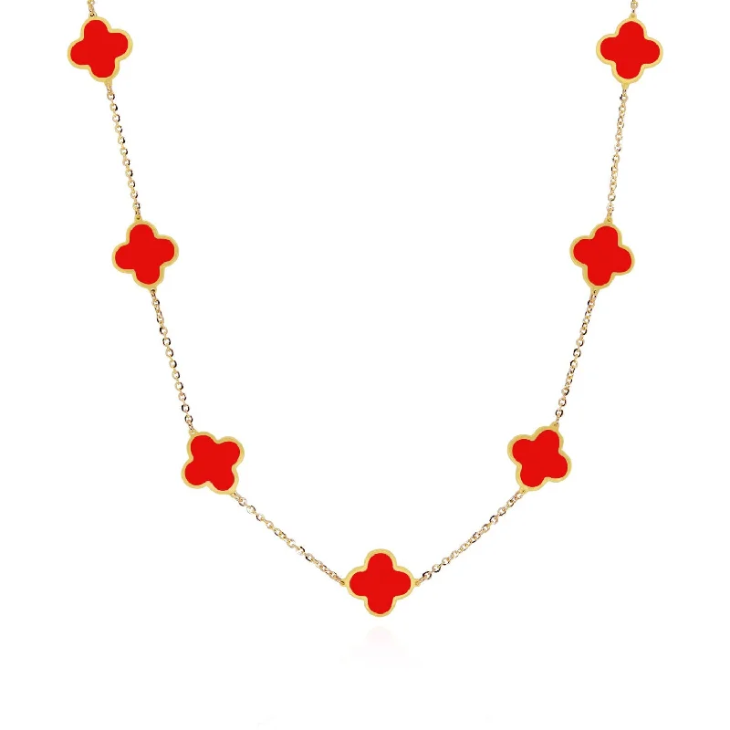 Stellar sign necklaces-Small Coral Clover Necklace