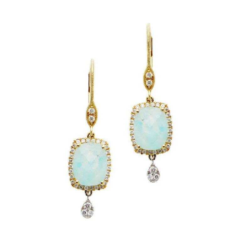 Rustic flair earrings-Amazonite Gold Drop Earrings