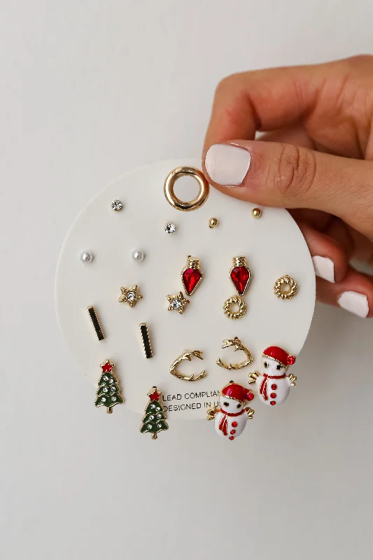 Basic stud earrings-Holly Gold Earring Set