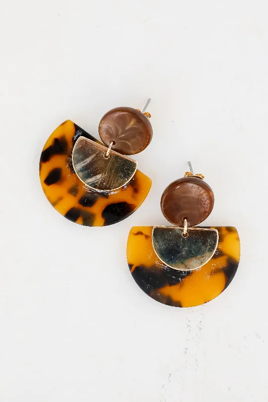 Small heart earrings-Mara Tortoise Acrylic Drop Earrings