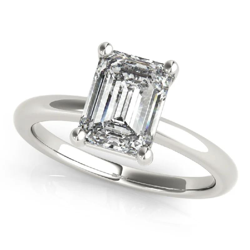 Subtle filigree rings-Emerald Cut Solitaire CZ Proposal Ring