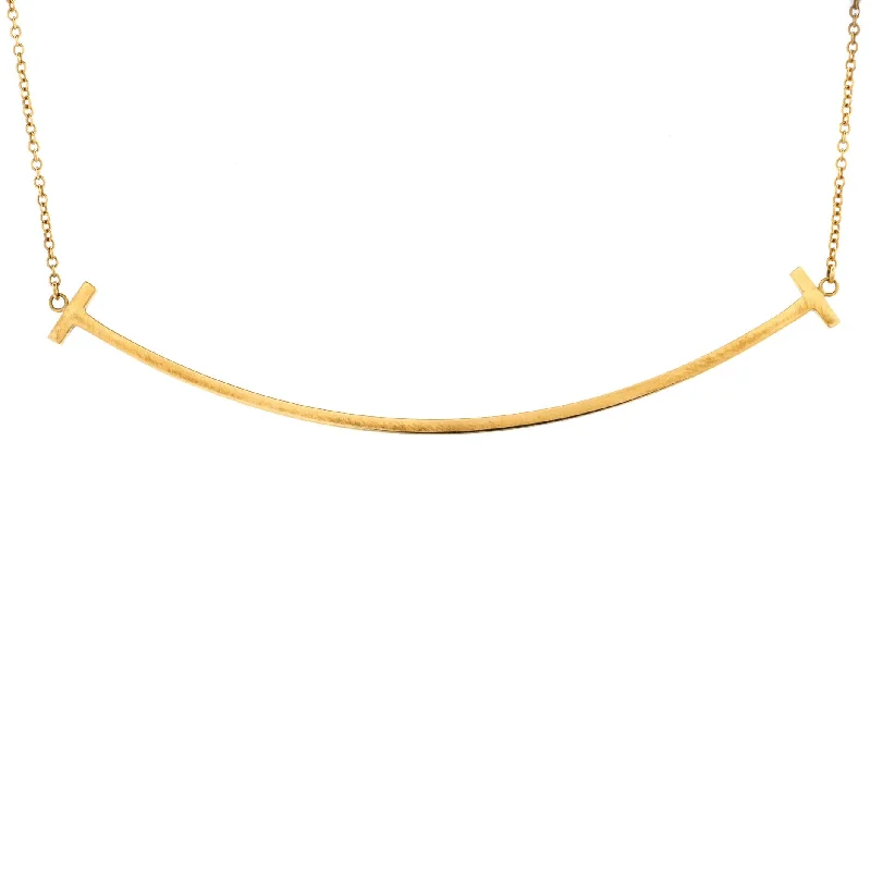 Handwoven necklaces-T Smile Pendant Necklace 18K Yellow Gold Large