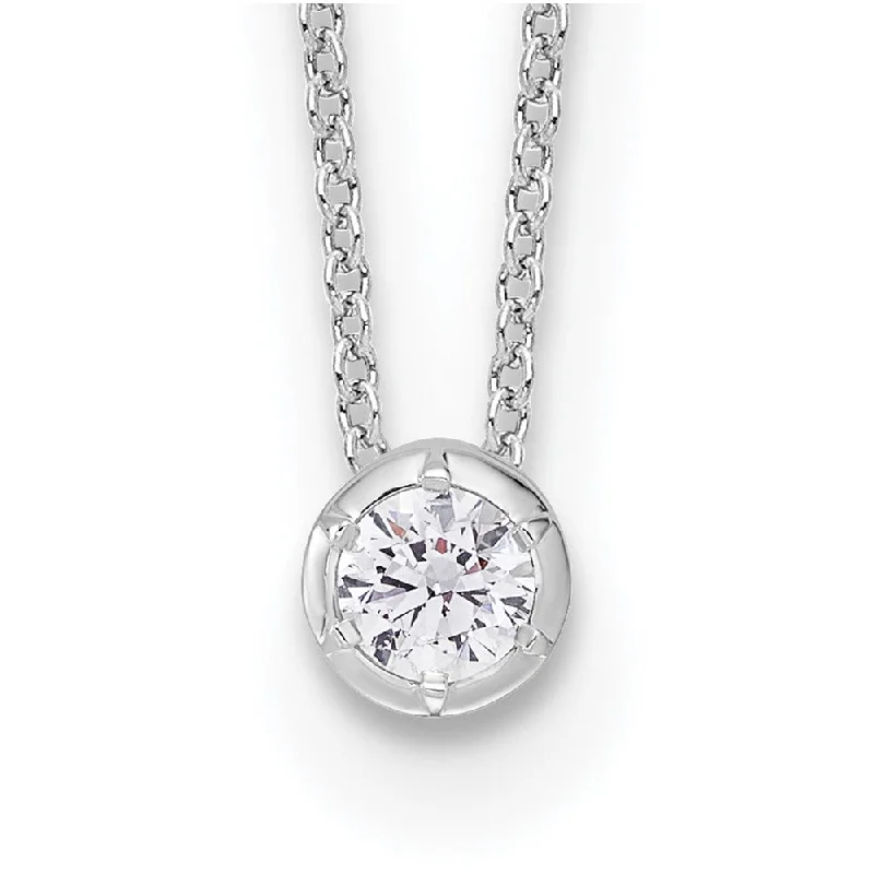 Reef knot necklaces-14k White Gold 1/4 Ct Lab Grown Diamond Solitaire Slide Necklace 18" Clarity VS, Color D-E