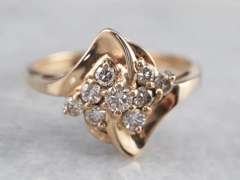 Sleek gloss rings-Vintage Diamond Dinner Ring