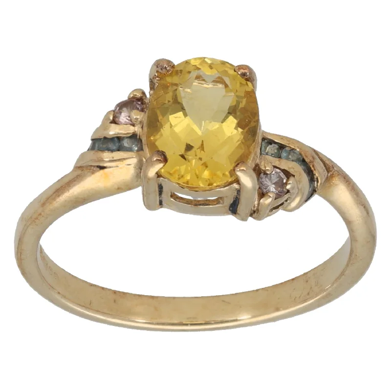 Trust charm rings-9ct Gold Beryl & Chrysoberyl Single Stone Ring with Accent Stones Size M