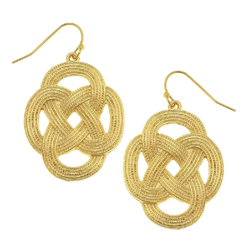 Flow shape earrings-Love Knot Earring in  Gold