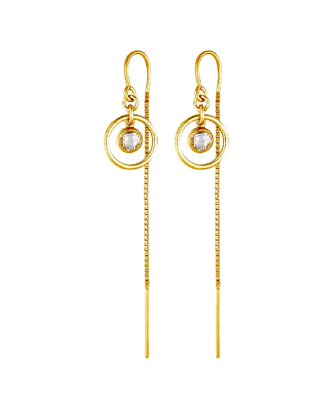 Subtle drop earrings-Romi Thread Earrings ~ Cubic Zirconia