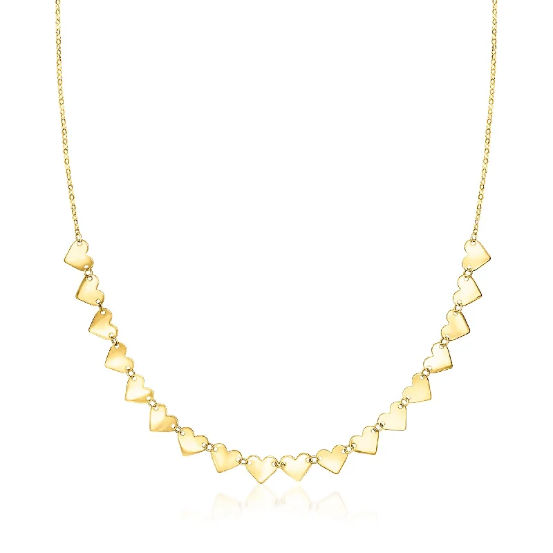 Lasso-style necklaces-Ross-Simons Italian 14kt Yellow Gold Hearts Necklace