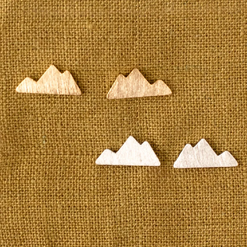 Stone strand earrings-Mountain Solid Post Earring