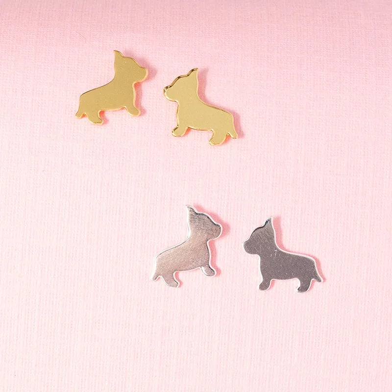 Flow design earrings-Dog Mini Post Earring