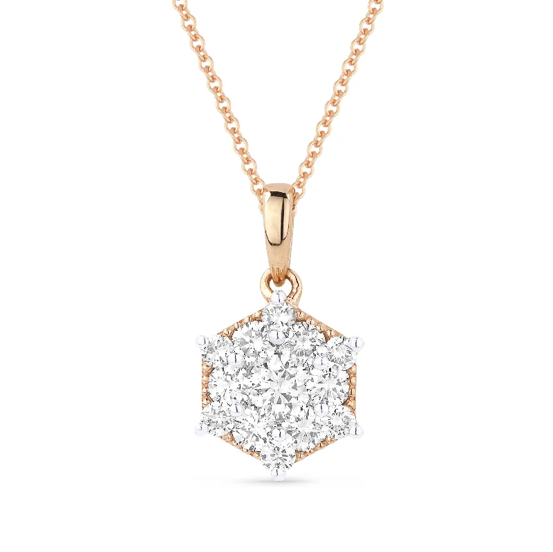 Curled knot necklaces-0.60Ct Diamond 16"pendant Necklace In 14K White And Rose Gold