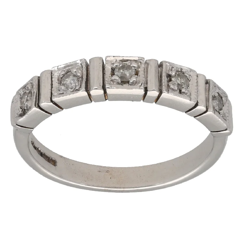 Rustic vow rings-9ct Gold 0.15ct Diamond Half Eternity Ring Size O