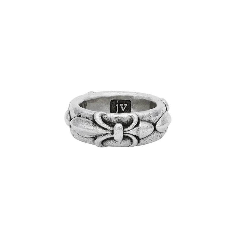 Octagon gem rings-JOHN VARVATOS MEN'S STERLING SILVER FLEUR DE LIS RING