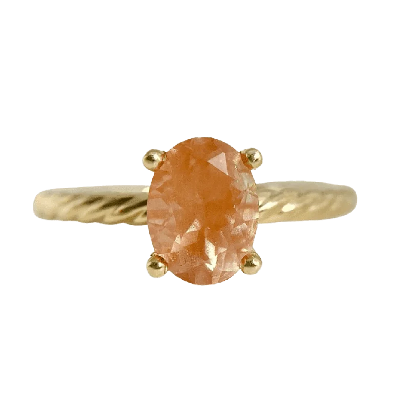 Grass style rings-Daydreamer Ring | Pink Oval Oregon Sunstone