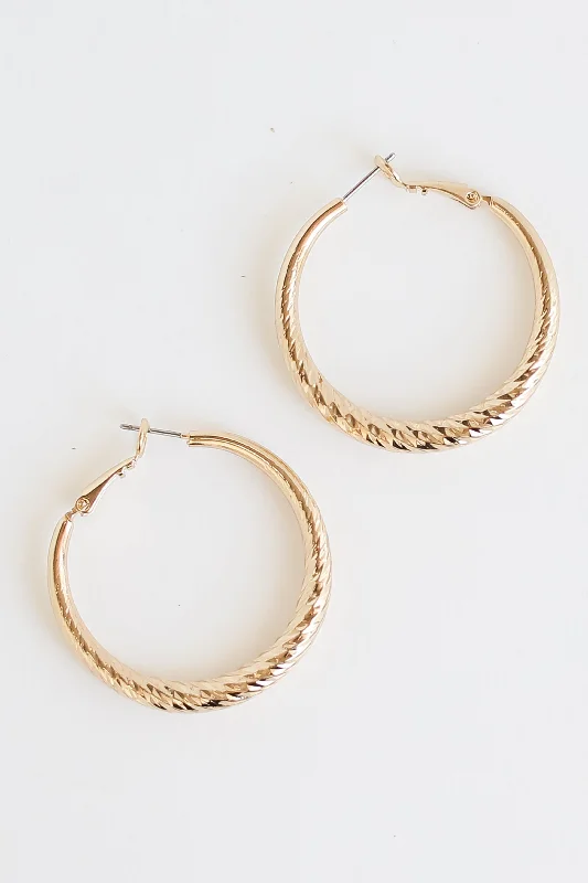 Woven fiber earrings-FINAL SALE - Brynn Gold Twisted Hoop Earrings