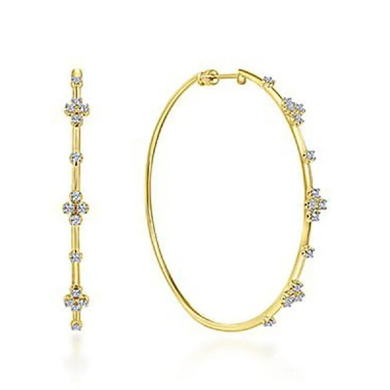 Sharp crystal earrings-14K Yellow Gold 60mm Diamond Hoop Earrings