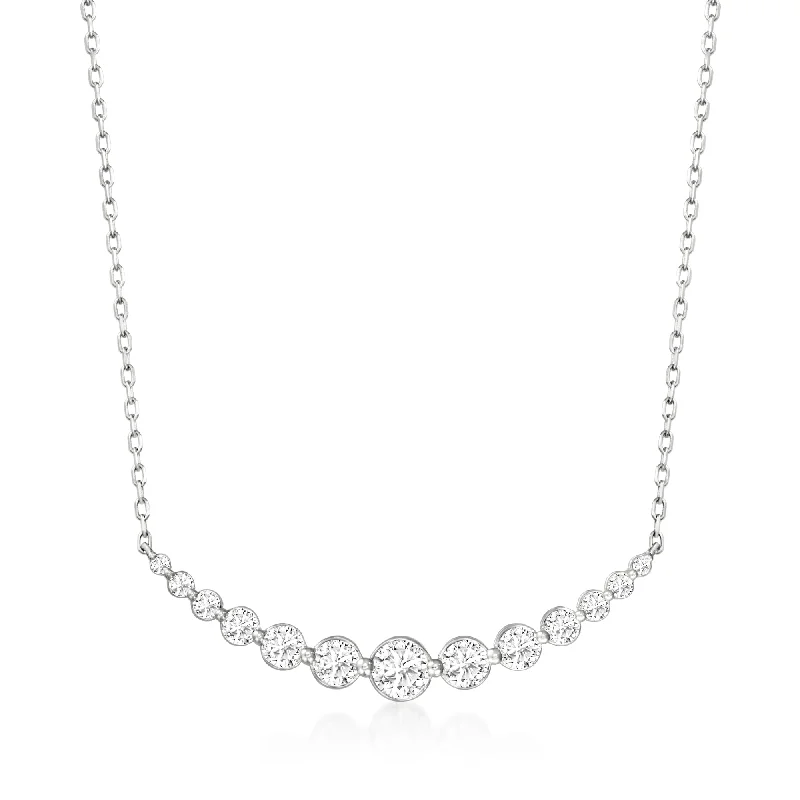 Hovering gem necklaces-Ross-Simons Diamond Smile Necklace in 14kt White Gold