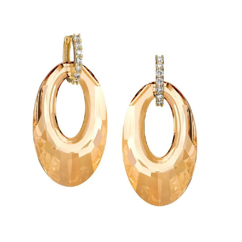 Leafy pattern earrings-Golden Shadow Oval Drop Earrings