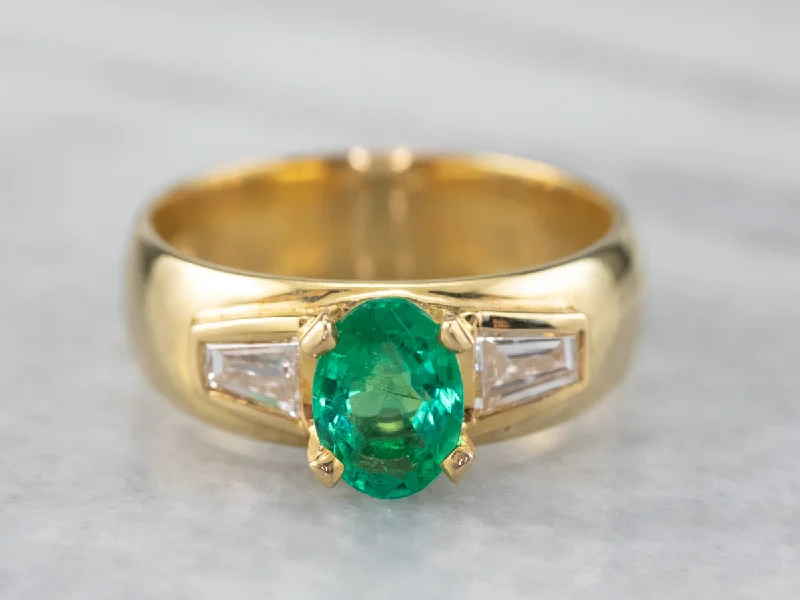 Rosebud rings-Emerald Diamond 18K Unisex Ring