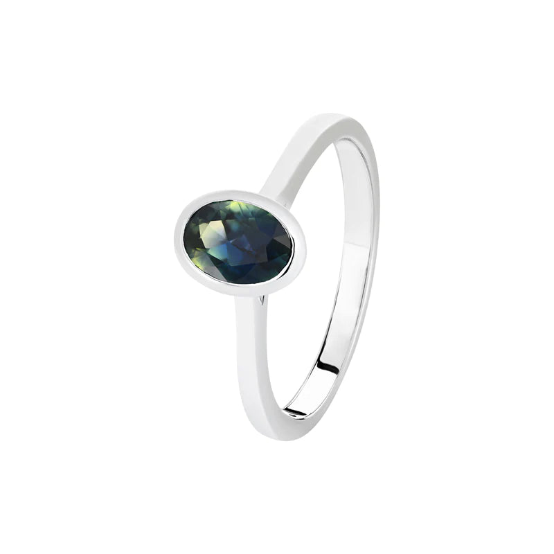 Oval Blue Sapphire in 9ct White Gold