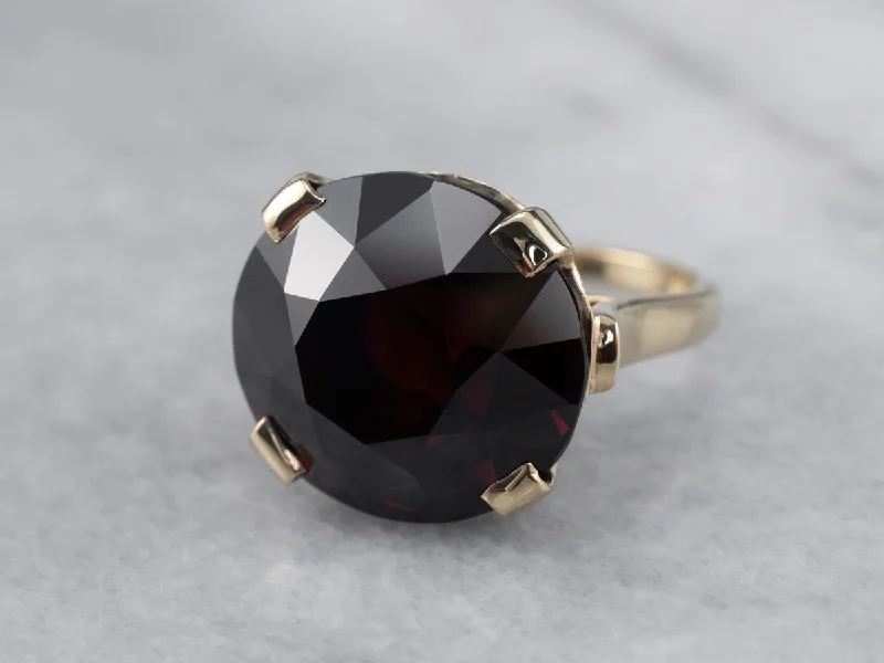 Round design rings-Gold Garnet Statement Ring