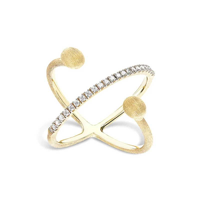 Pinch band rings-NANIS ELITE 18K YELLOW GOLD BOULES DIAMOND CRISS CROSS RING