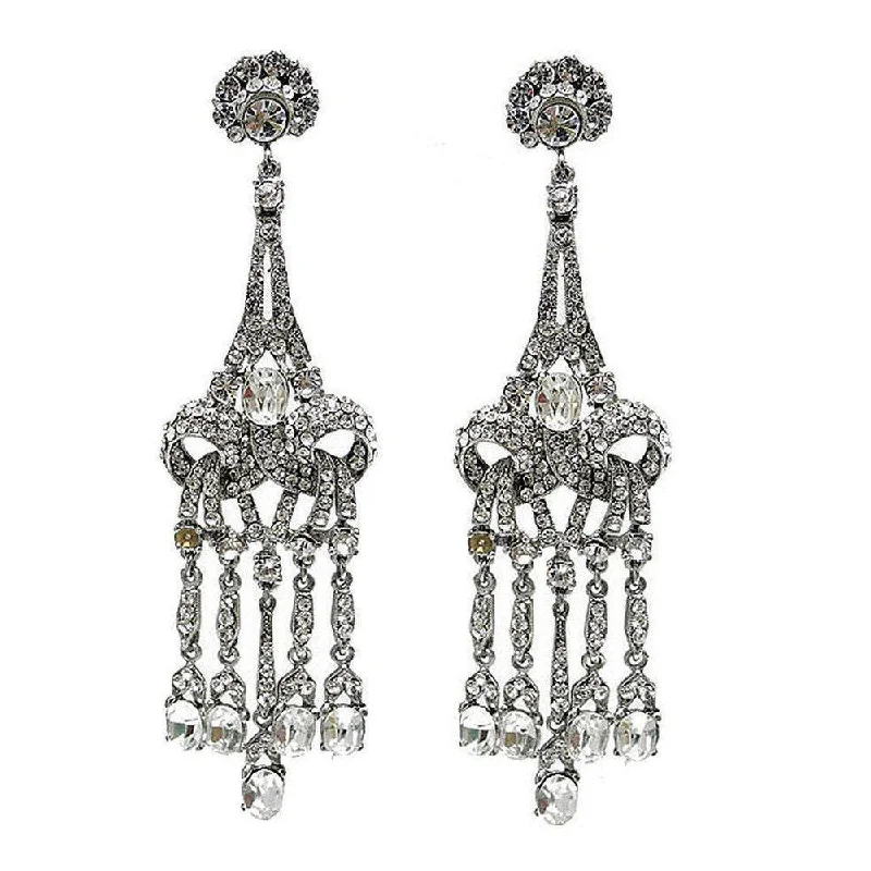 Fine wing earrings-Crystal Chandelier Clip Earring