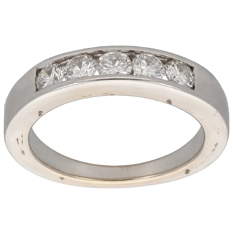 Ripple theme rings-18ct White Gold 0.75ct Diamond Half Eternity Ring Size N