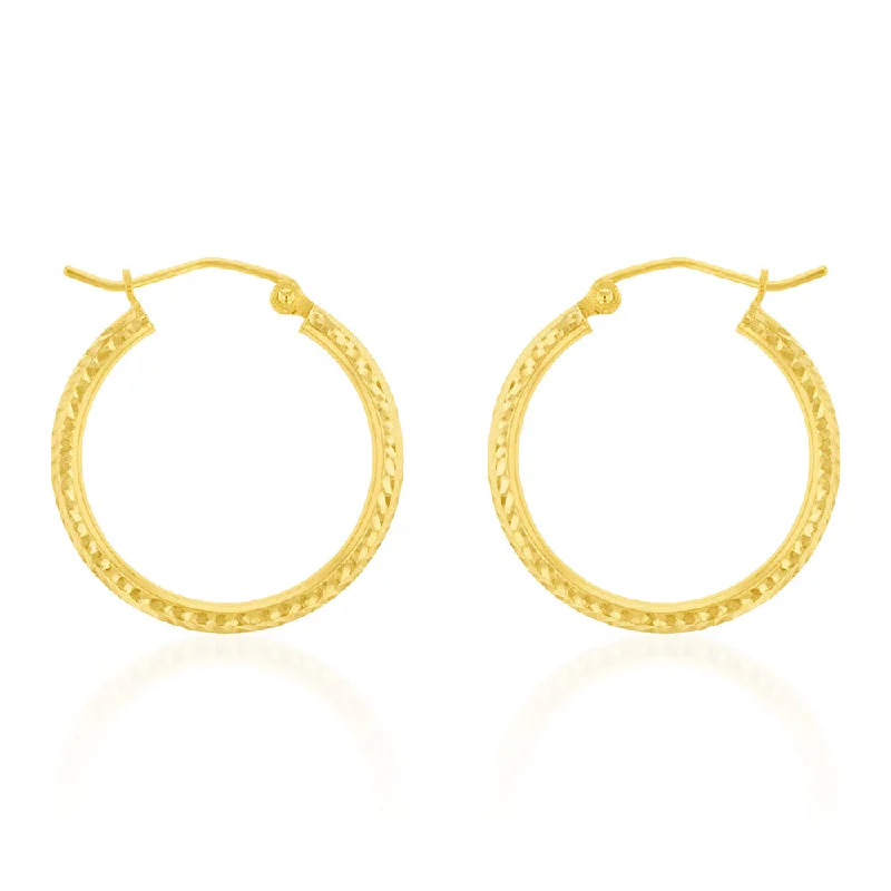 Neat band rings-9ct Yellow Gold Silverfilled Fancy Hoop Earring