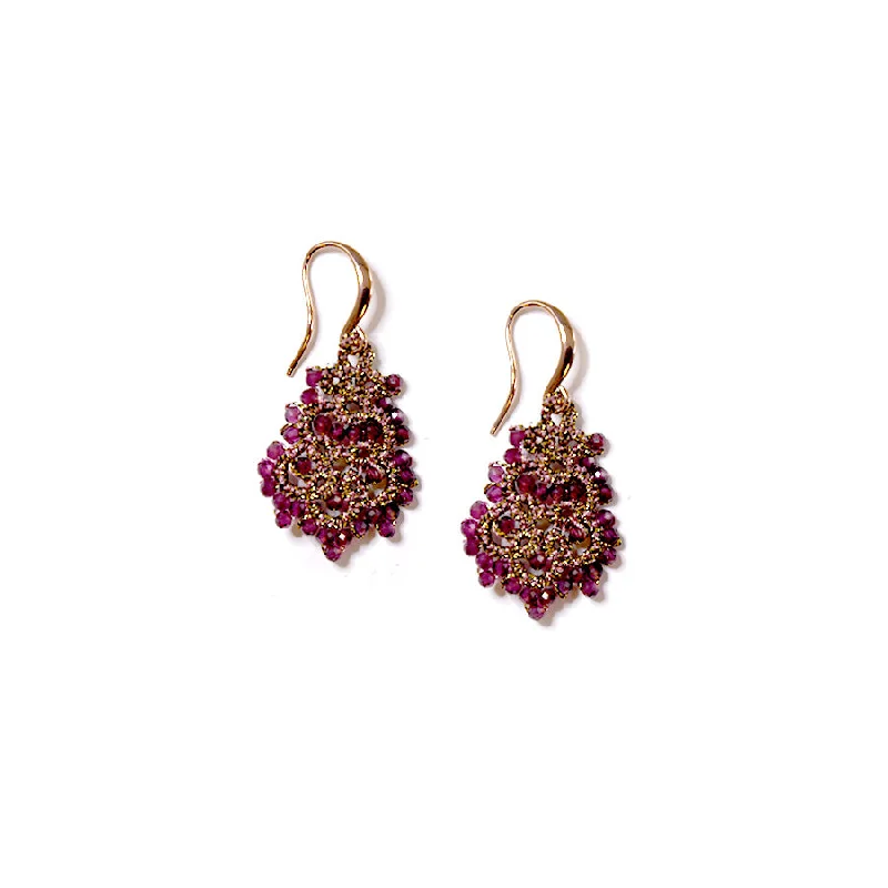 Orbit themed earrings-Lace Earrings: Donna in Garnet